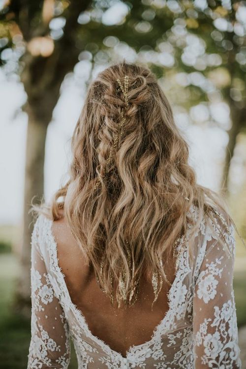 cheveux lâchés coiffure mariage Pinterest