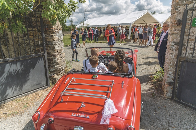 arrivée voiture mariage, vrai mariage