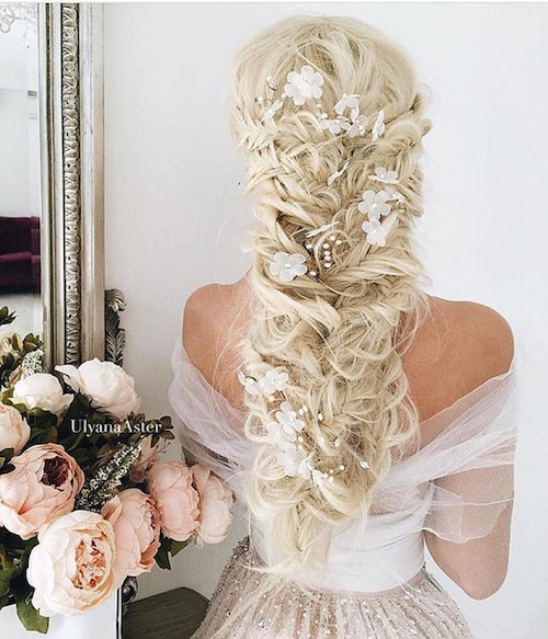 tresses mariage fleurs, coiffure mariage