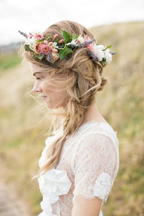 Bandeau à fleur pour coiffure cérémonie champêtre