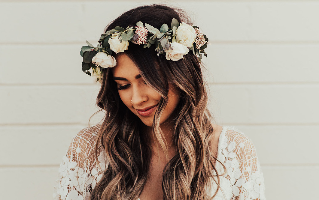 couronne de mariée avec fleurs