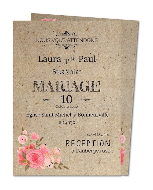 faire part mariage vintage champêtre 