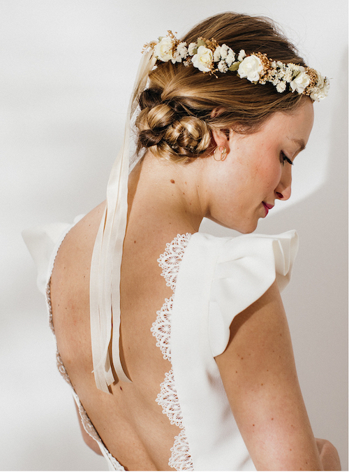 couronne fleurs mariage, accessoire coiffure mariage 