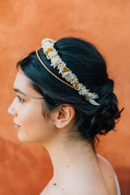 accessoire coiffure mariage, couronne de fleurs mariage