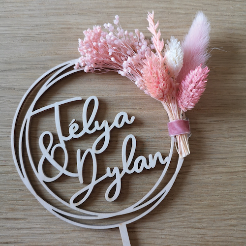 DIY mariage cake topper fleurs séchées