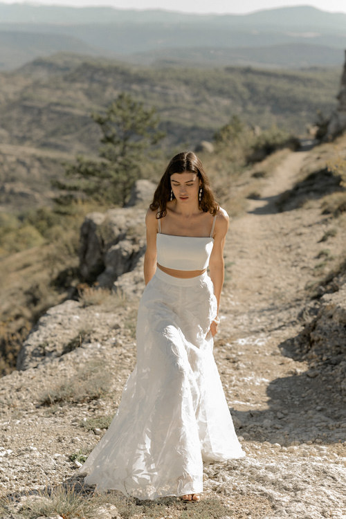 crop top ensemble jupe et haut mariage