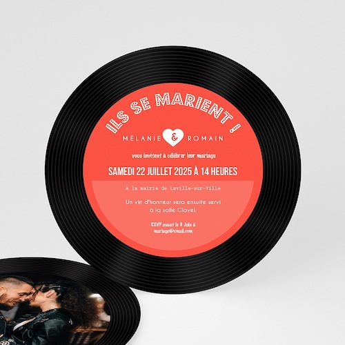 faire part mariage original, faire part mariage vinyle