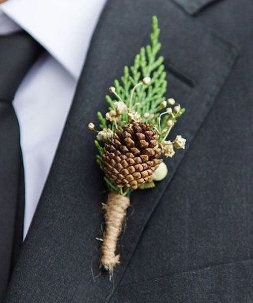 boutonnière mariage hiver