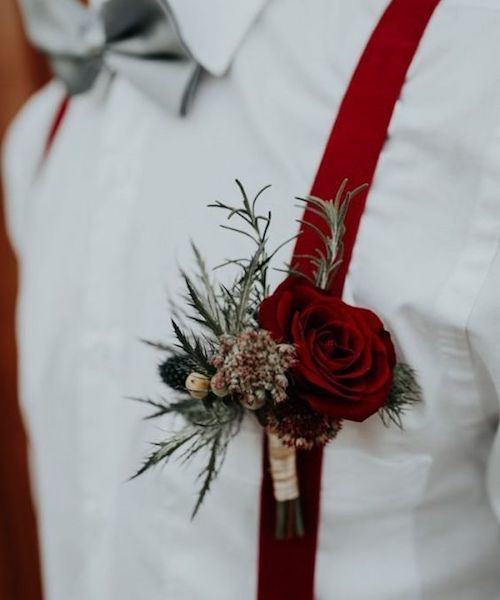 boutonnière mariage hiver