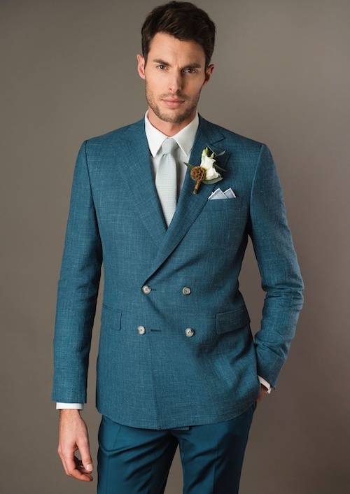 costume mariage bleu canard