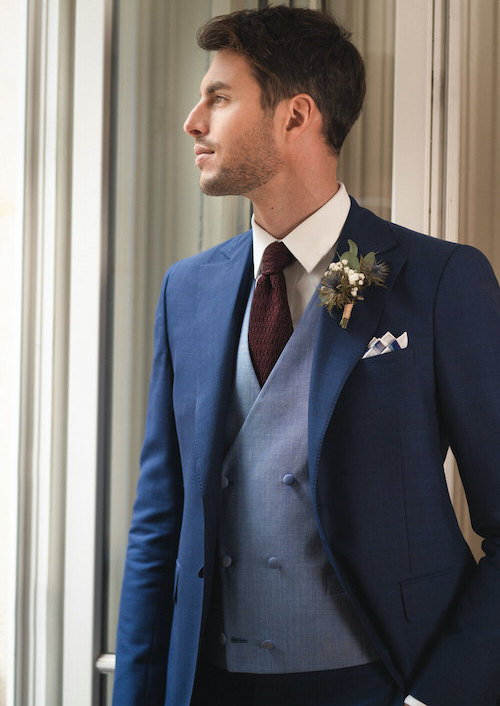 costume mariage bleu indigo