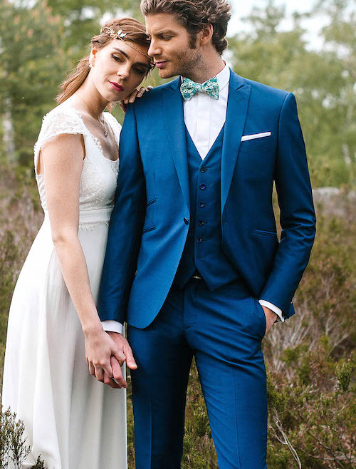 costume mariage bleu cobalt