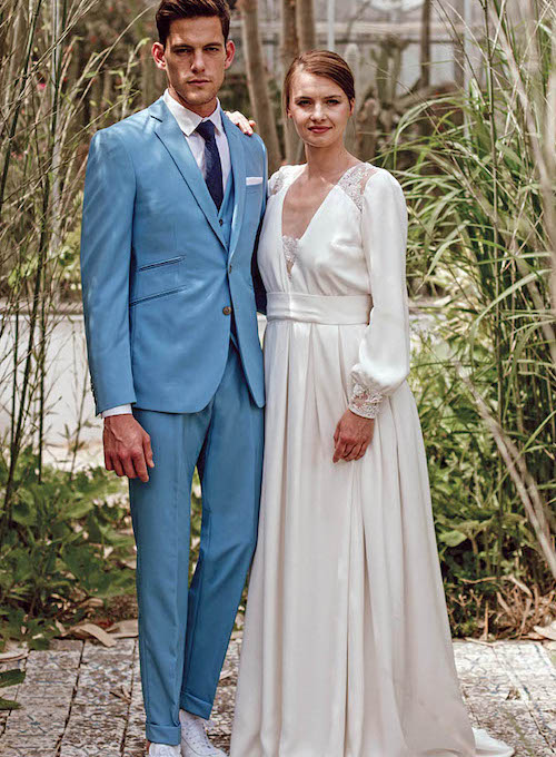costume mariage bleu azur