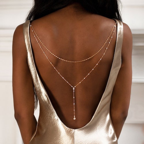 bijoux dos mariage, collier dos mariage