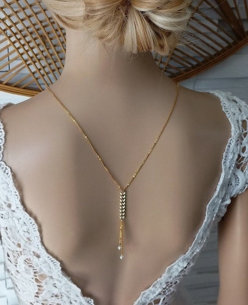 bijoux dos mariage, collier dos mariage