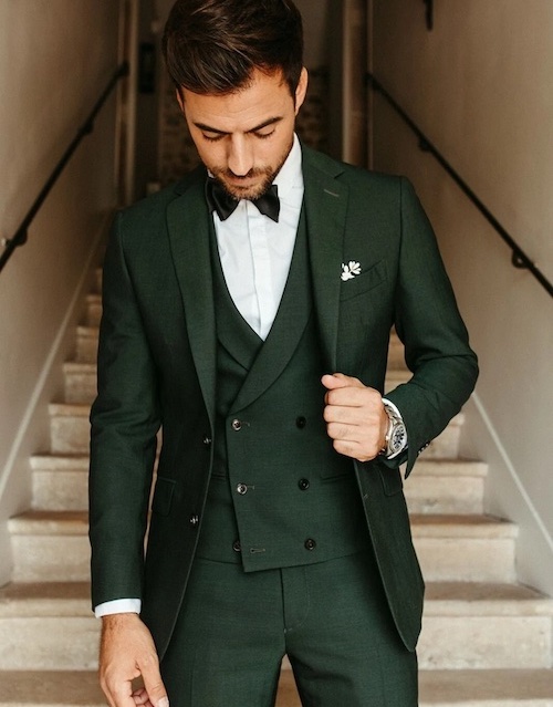 costume mariage homme vert 