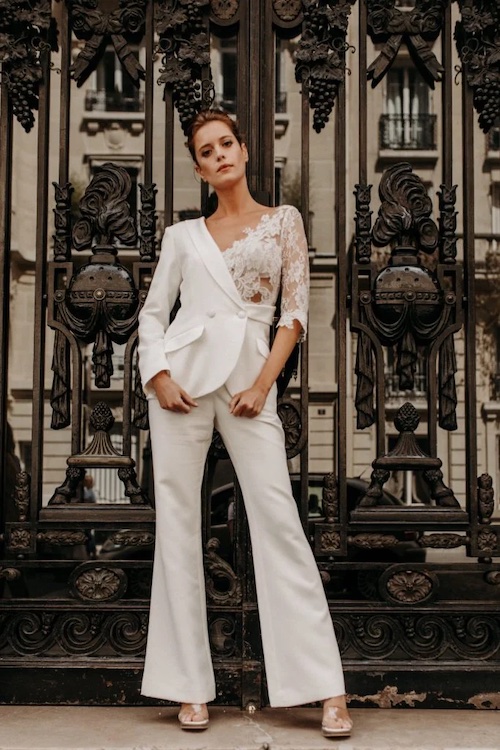 tailleur mariée, pantalon femme mariage