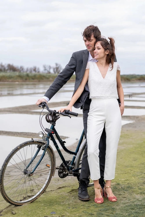 tailleur mariée, pantalon femme mariage